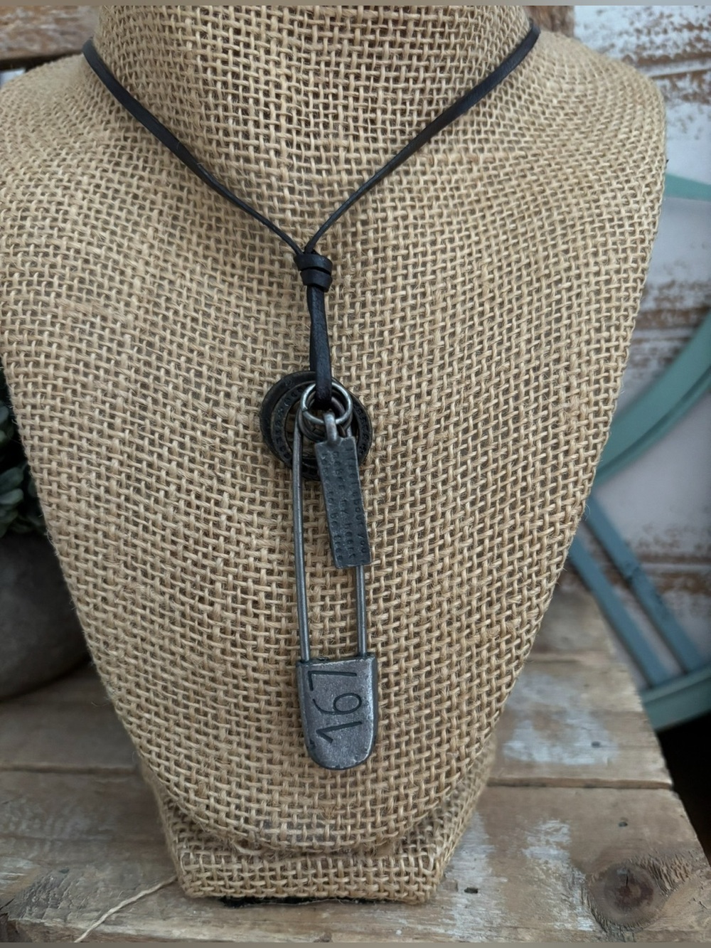 Leather BOHO Charm Faith Necklace Christian Unisex NEW